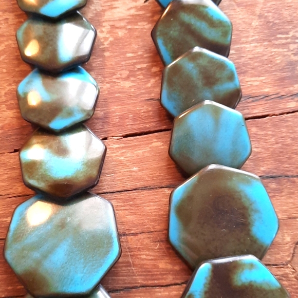 VINTAGE CHUNKY RESIN TILE NECKLACE - Picture 4 of 7